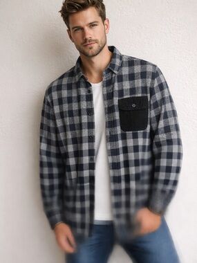 Company Eighty One Plaid Button Up Shirt Large | Black Gray Flannel Casual Class